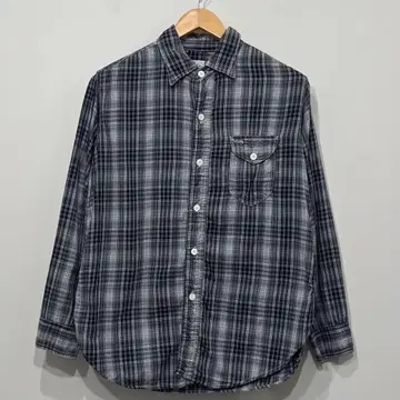 새상품급 포스트 오버올즈 옴브레 체크 파커링 워크 셔츠