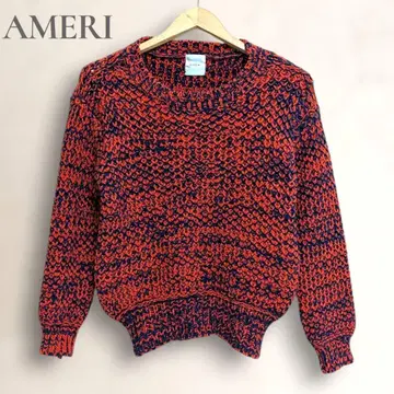 Ameri vintage 뜨개질 혼색 니트 스웨터