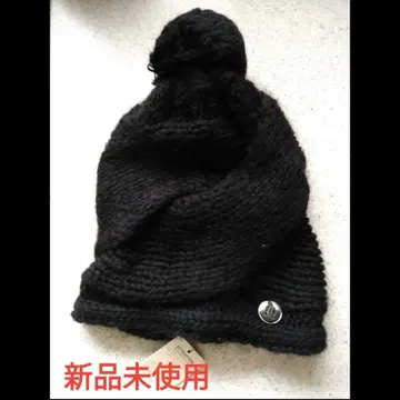 미사용 블랙 폼폼 포함 니트 모자 모헤어 울 이탈리아제