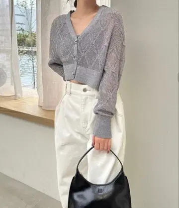 리본 비쥬 시어 가디건 snidel