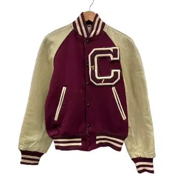 60s Hatchers 가죽 콤비 바시티 자켓 usa제