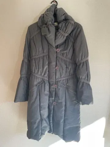 그레이 후드 부착 다운 자켓 massimo