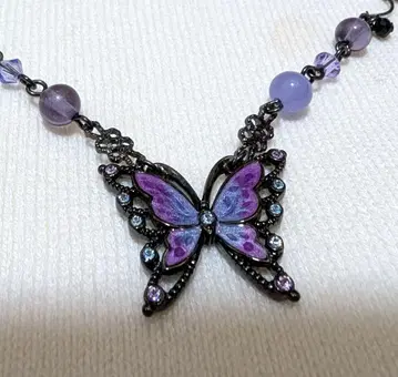 안나수이 나비 모티브 목걸이 보라색과 블랙 미사용 새상품