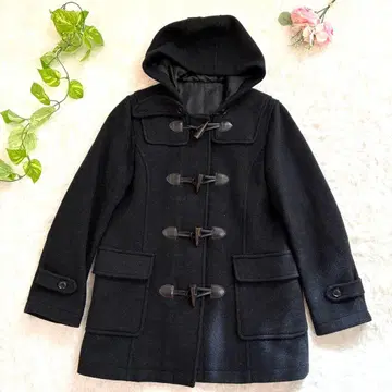 새상품급 EASTBOY Venus 지퍼 달린 더플 코트 블랙 후드 부착