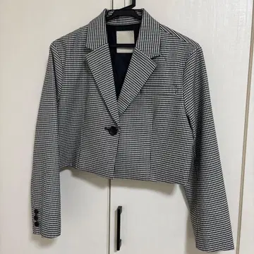 깅엄 체크 패턴 테일러드 자켓