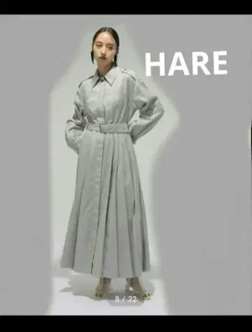 HARE 하레 하이 컬러 스티치 플리츠 원피스 그레이 셔츠