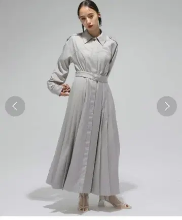 HARE 하레 하이 컬러 스티치 플리츠 원피스 그레이 셔츠