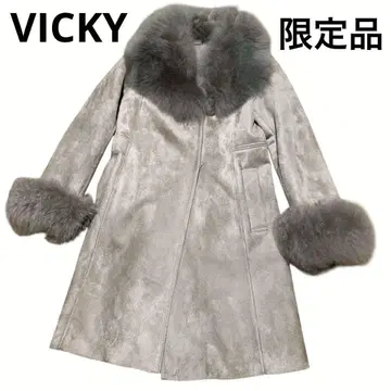 VICKY 예약 한정품 그레이 페이크 무스탕 복슬복슬 퍼