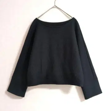 B7 베이세츠 뒷면 개더 울 돌먼 슬리브 블랙