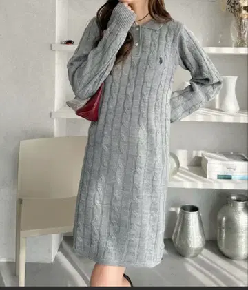 U.S. POLO ASSN 케이블 폴로 니트 원피스