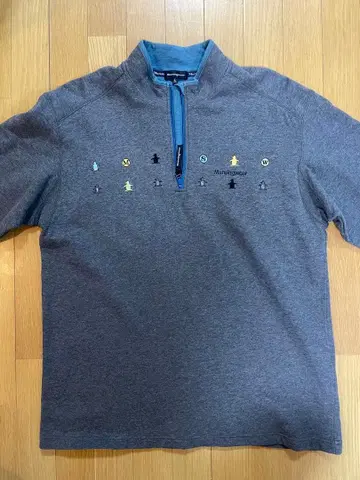 먼싱웨어 L 하프 지퍼 펭귄 자수 탑