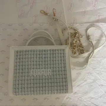 FURFUR 라멜로 트위드 로고 토트백 숄더 민트