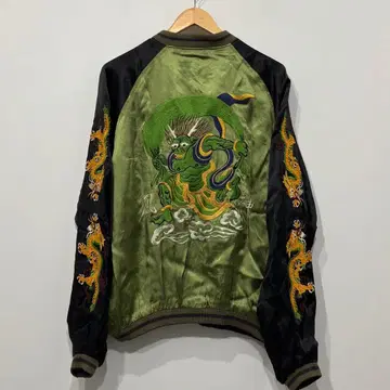 Orient 풍신 드래곤 용 류 일본풍 패턴 리버서블 스카잔 XL 무지