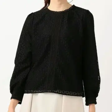 토카 전체 레이스 블라우스 긴팔 상의 4 블랙