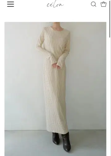 wavy tile pattern long sleeve dress
