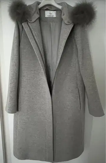 INED 그레이 후드 부착 롱 코트 새상품