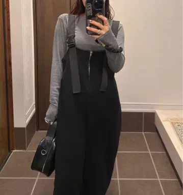 시마무라 megumi 서스펜더 패턴 살로펫 팬츠 새상품 블랙 M