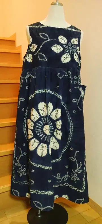 네이비 나염 보자기 원피스 리메이크