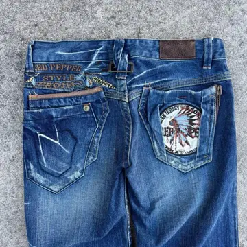 RED PEPPER 골드 라벨 자수 데님 부츠컷 y2k