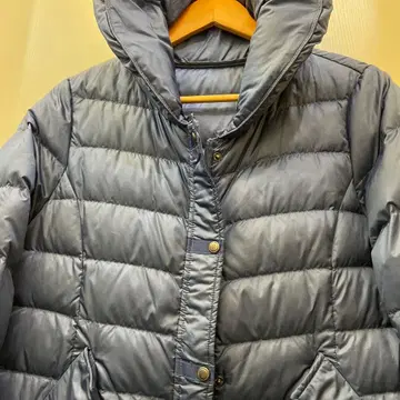 그레이 퀼팅 다운 자켓 후드 부착