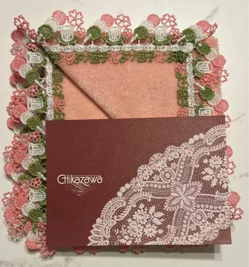 치카자와 레이스 타월 손수건 / 꽃보다 경단 속담 시리즈 (핑크)