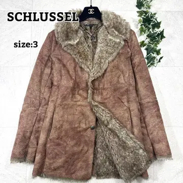 [ SCHLUSSEL ] 페이크 무스탕 스웨이드 코트 퍼 y2k 3