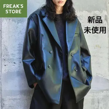 프릭스스토어 릴랙스 핏 레더렛 더블 브레스트 자켓