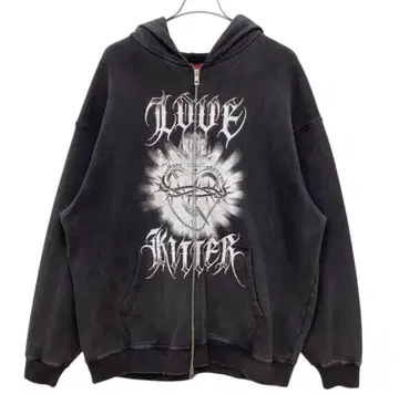 LOVE KILLER/ 더블 지퍼/ 페이드/ 데미지 가공 후드티