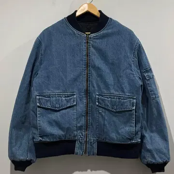 블루블루 인디고 데님 퀼팅 리버서블 MA-1 XL 4