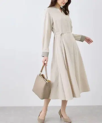 [ 새상품 택 포함 ] 로페피크닉 배색 모듬 셔츠 원피스