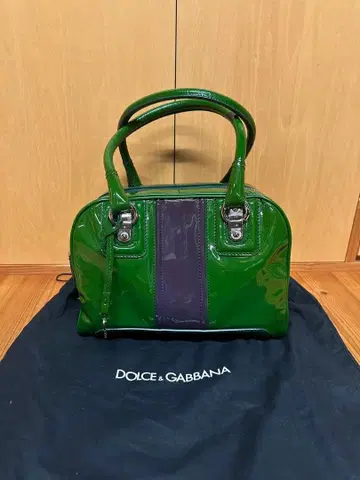 D&G 그린 퍼플 스트라이프 에나멜 핸드백