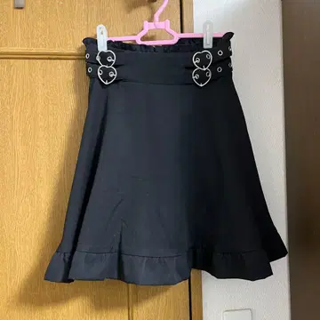 MA*RS MARS 하트 버클 스커트 서스펜더 포함 블랙