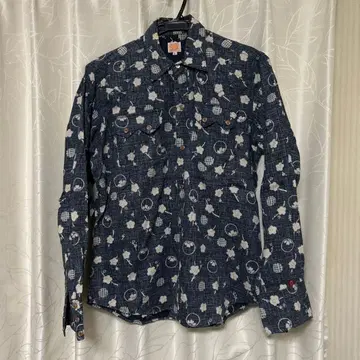 SUGAR CANE 꽃무늬 일본풍 패턴 긴팔 셔츠 L