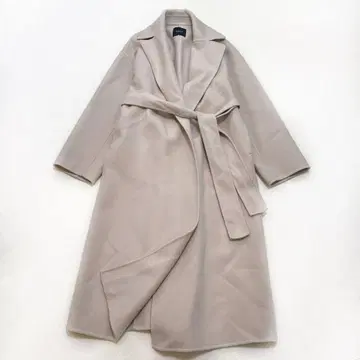 노크 멜톤 롱 리버 코트 벨티드 빅 칼라 여배우 옷깃 A 라인