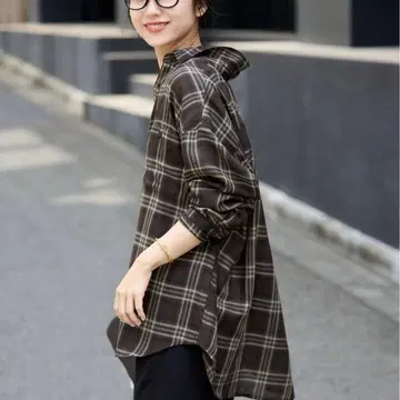 슬로브 이에나 비에라 체크 루즈 셔츠 브라운