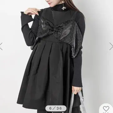 새상품급 RANDA 큐빅 리본 미니 원피스 블랙 0 사이즈