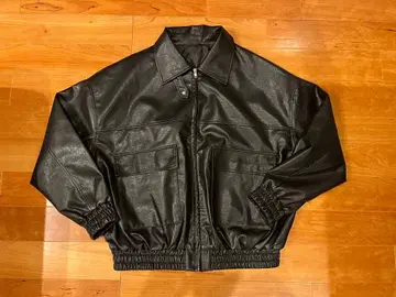 블랙 가죽 오버 사이즈 자켓