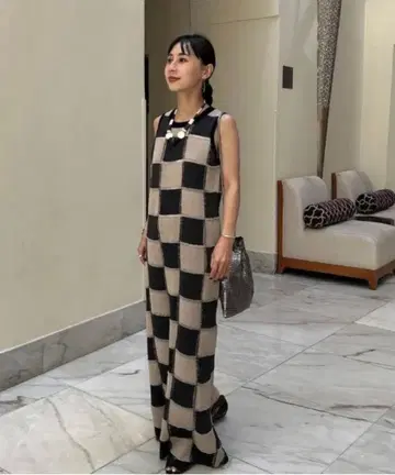 Ameri BLOCK CHECK JACQUARD DRESS