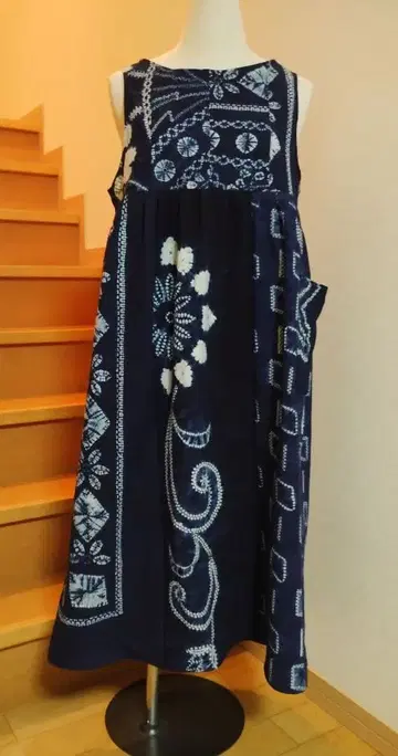 네이비 나염 보자기 원피스 리메이크