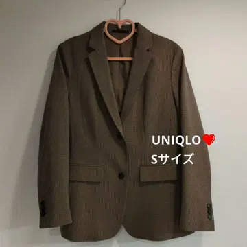 [UNIQLO] 브라운 체크 무늬 테일러드 자켓 S 사이즈