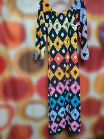 빈티지 그래니 스퀘어 롱 원피스