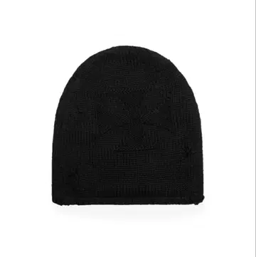 블랙 니트 모자 크로스 모티브