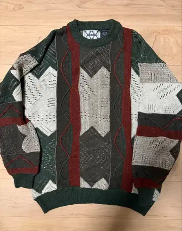 패턴 니트 구제 의류 쿠지 패턴 니트