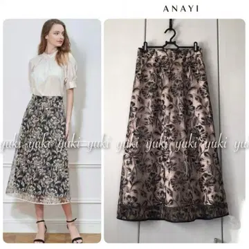 ANAYI 드로잉 자수 스커트 38