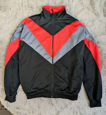 80S 푸마 저리 트랙 자켓 블랙 그레이 빈티지