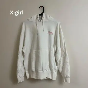 Xgirl 화이트 후드티 백 프린트 트레이닝복