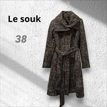 Le souk 루스쿠 여성용 롱 울 코트 트위드 코트 가을/겨울 한국