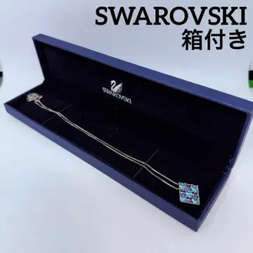 스와로브스키 ANGELIC 스퀘어 블루 스톤 실버 목걸이