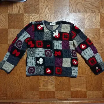 핑크하우스 패치워크 니트 가디건