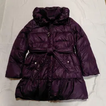 보르도 컬러 후드 부착 다운 코트